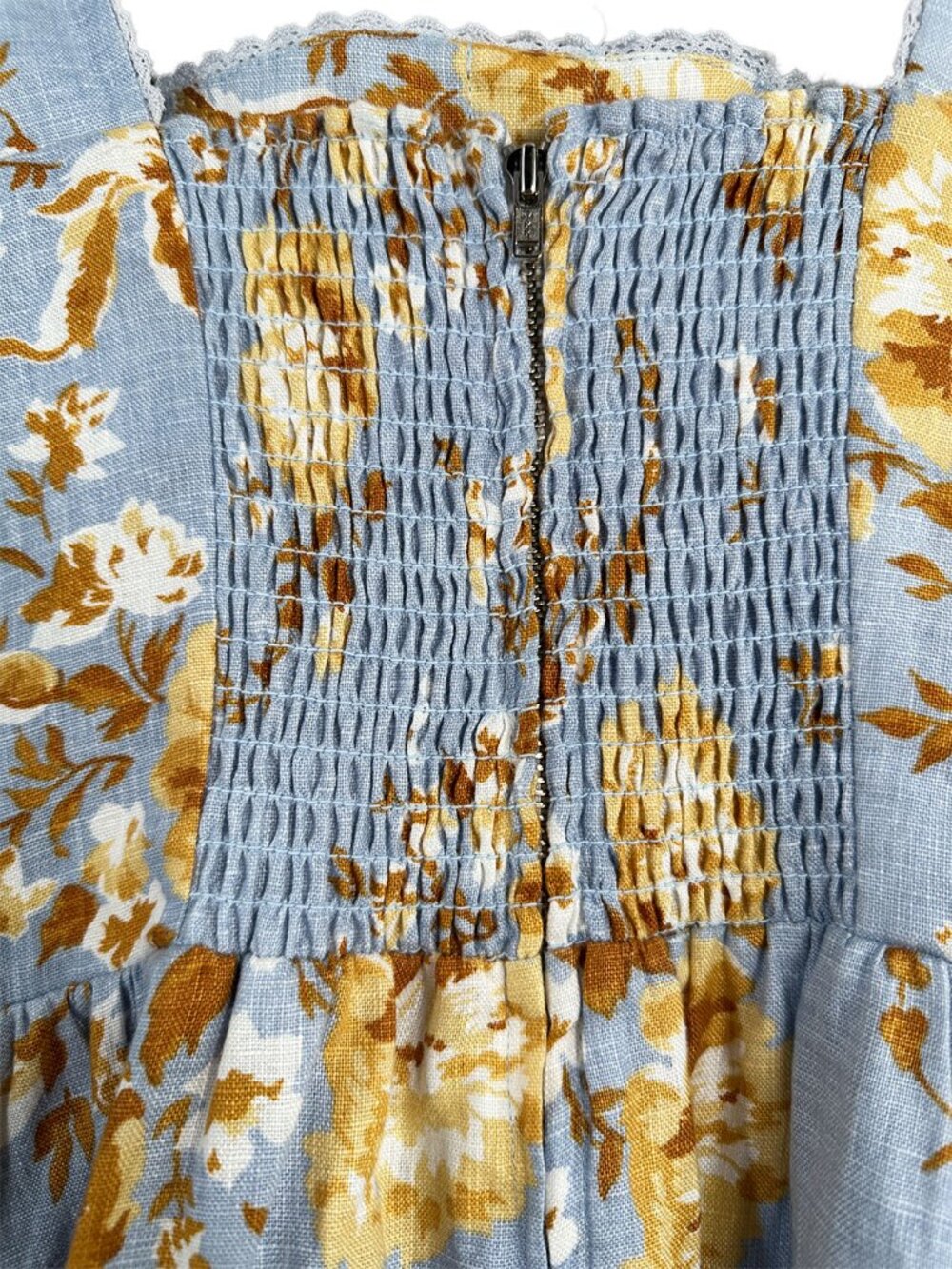 NWT Reformation Tagliatelle Heavenly Midi Linen Dress Blue Yellow Floral 2 - Picture 6 of 8